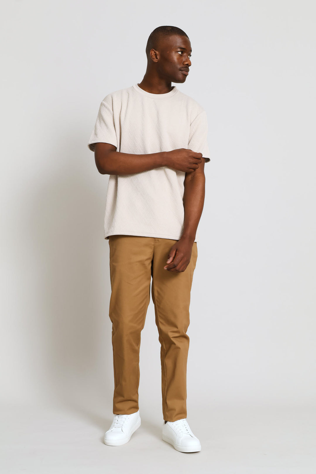 Chevron Textured Tee - Stone