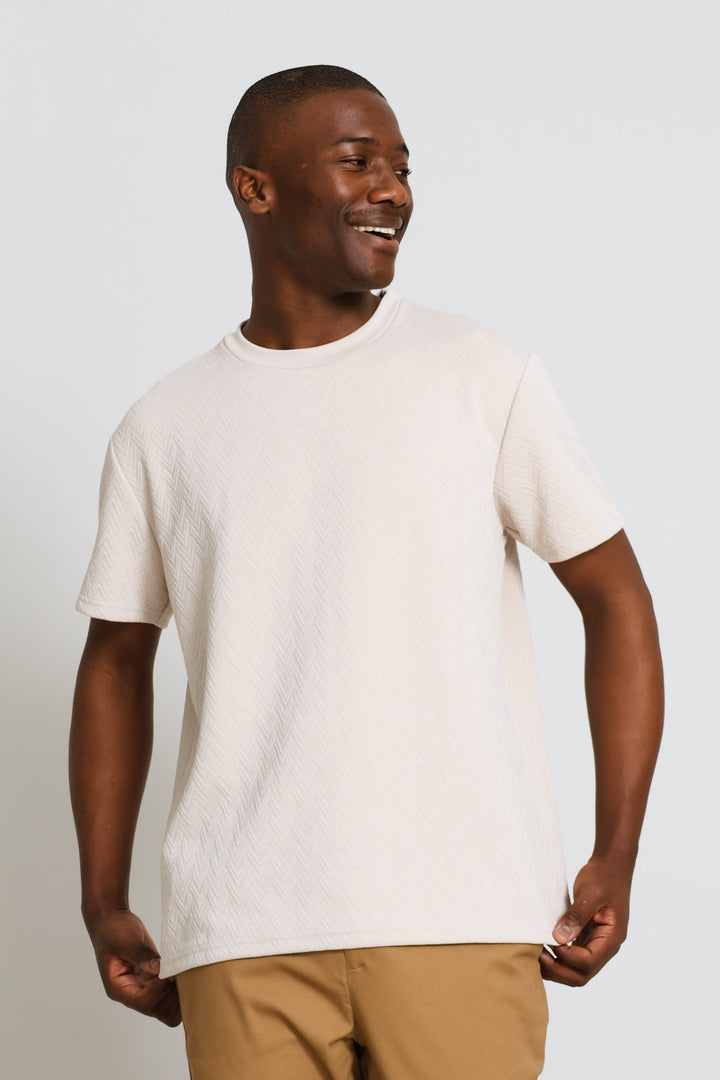 Chevron Textured Tee - Stone
