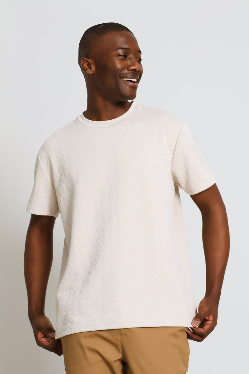 Chevron Textured Tee - Stone