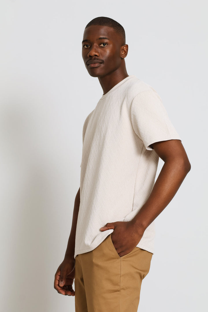 Chevron Textured Tee - Stone