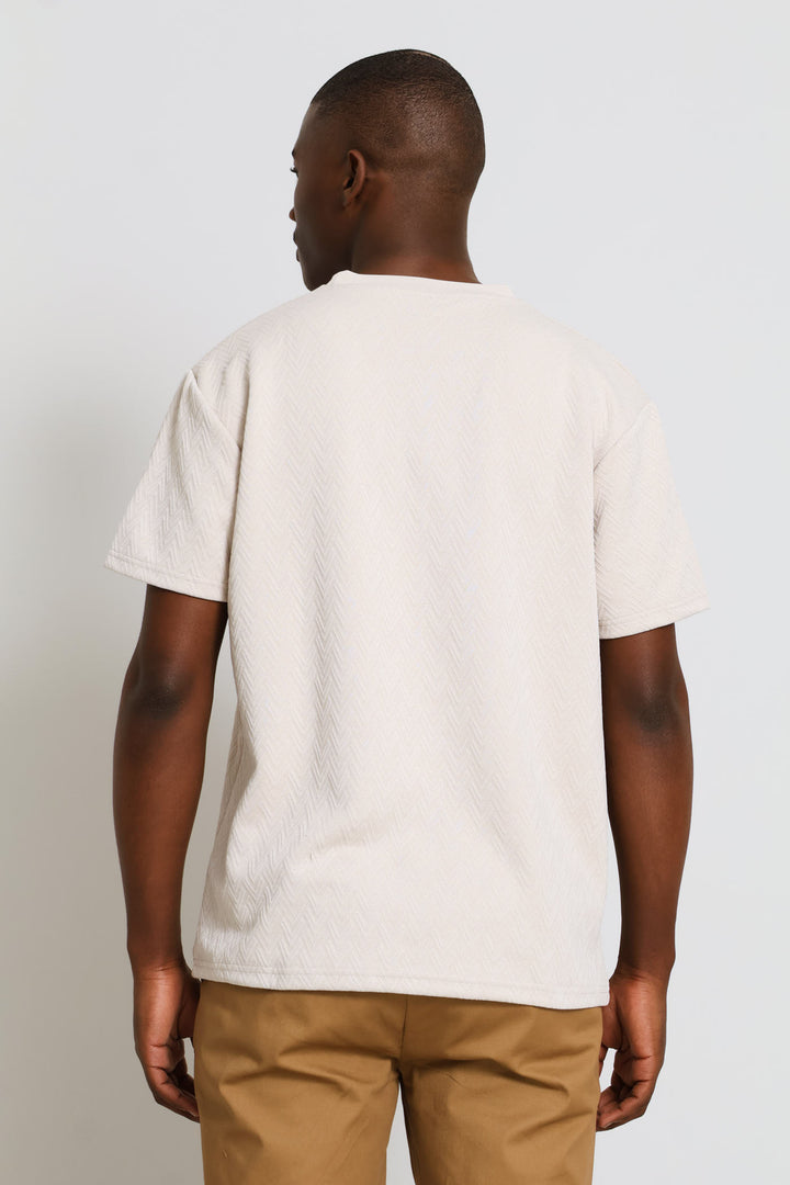 Chevron Textured Tee - Stone