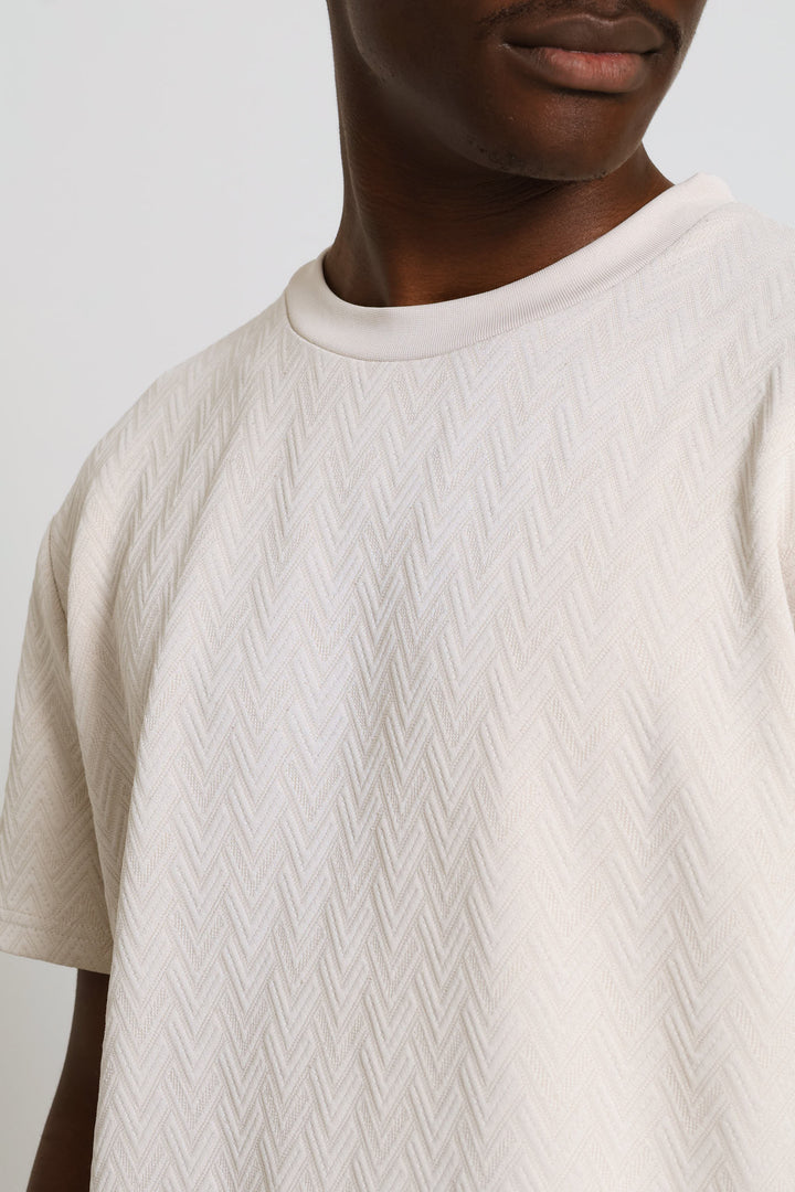 Chevron Textured Tee - Stone