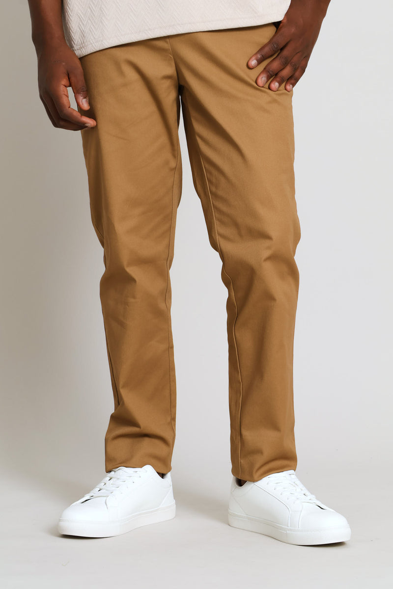 Half Elasticated Chino Trouser - Camel