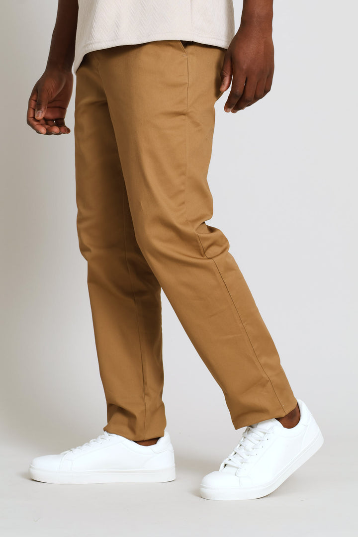 Half Elasticated Chino Trouser - Camel
