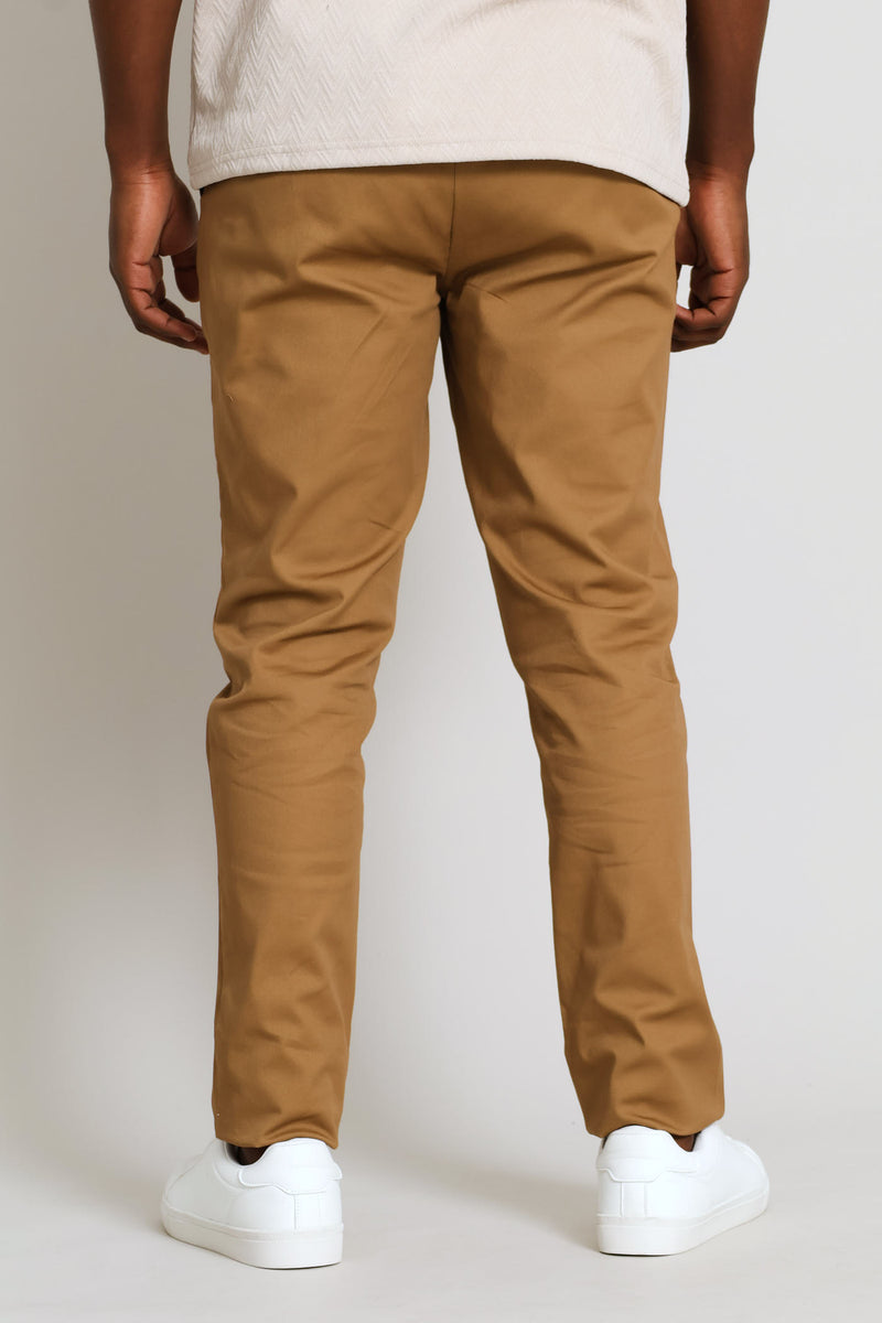 Half Elasticated Chino Trouser - Camel