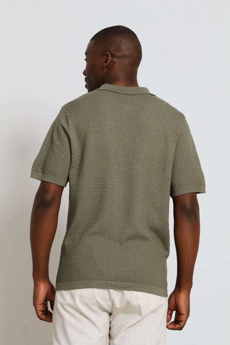 Geometric Textured Quarter Zip - Sage