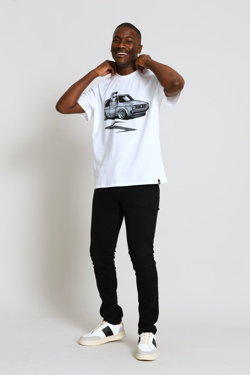 Car Print Tee - White