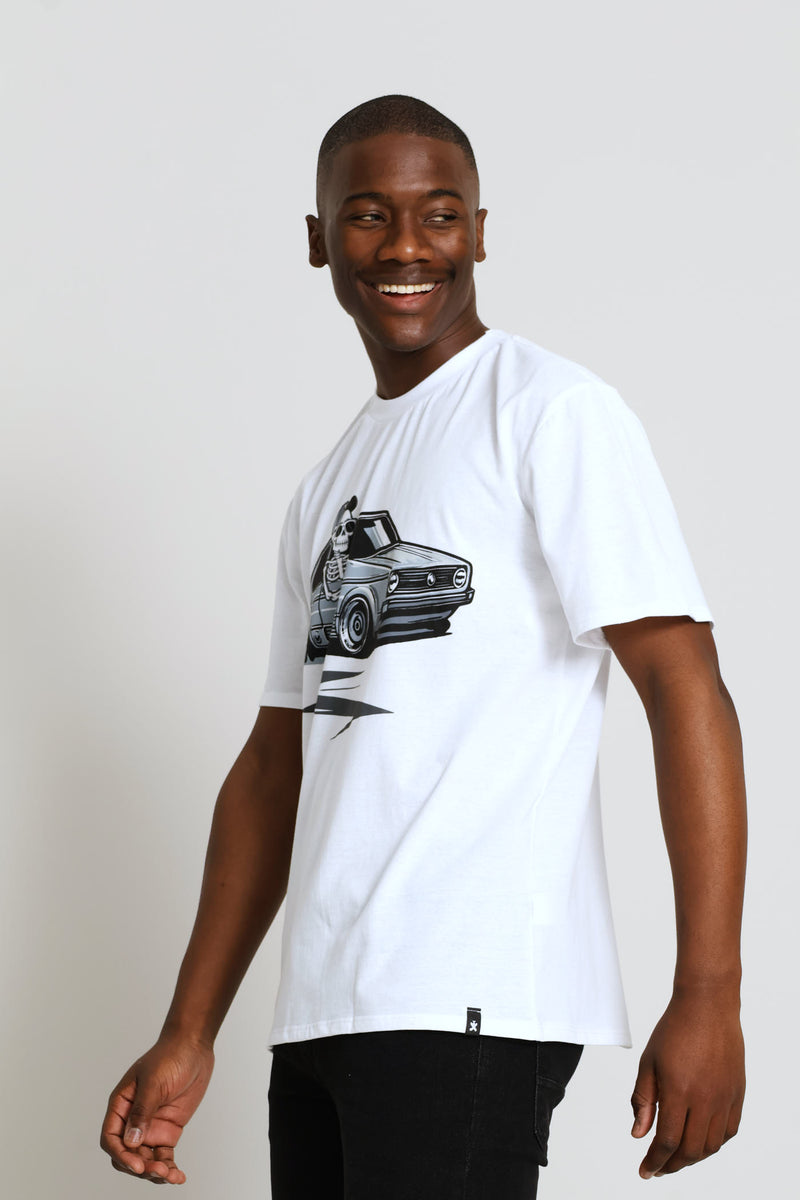 Car Print Tee - White