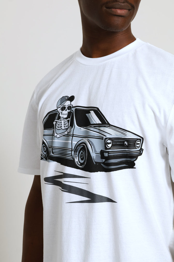 Car Print Tee - White