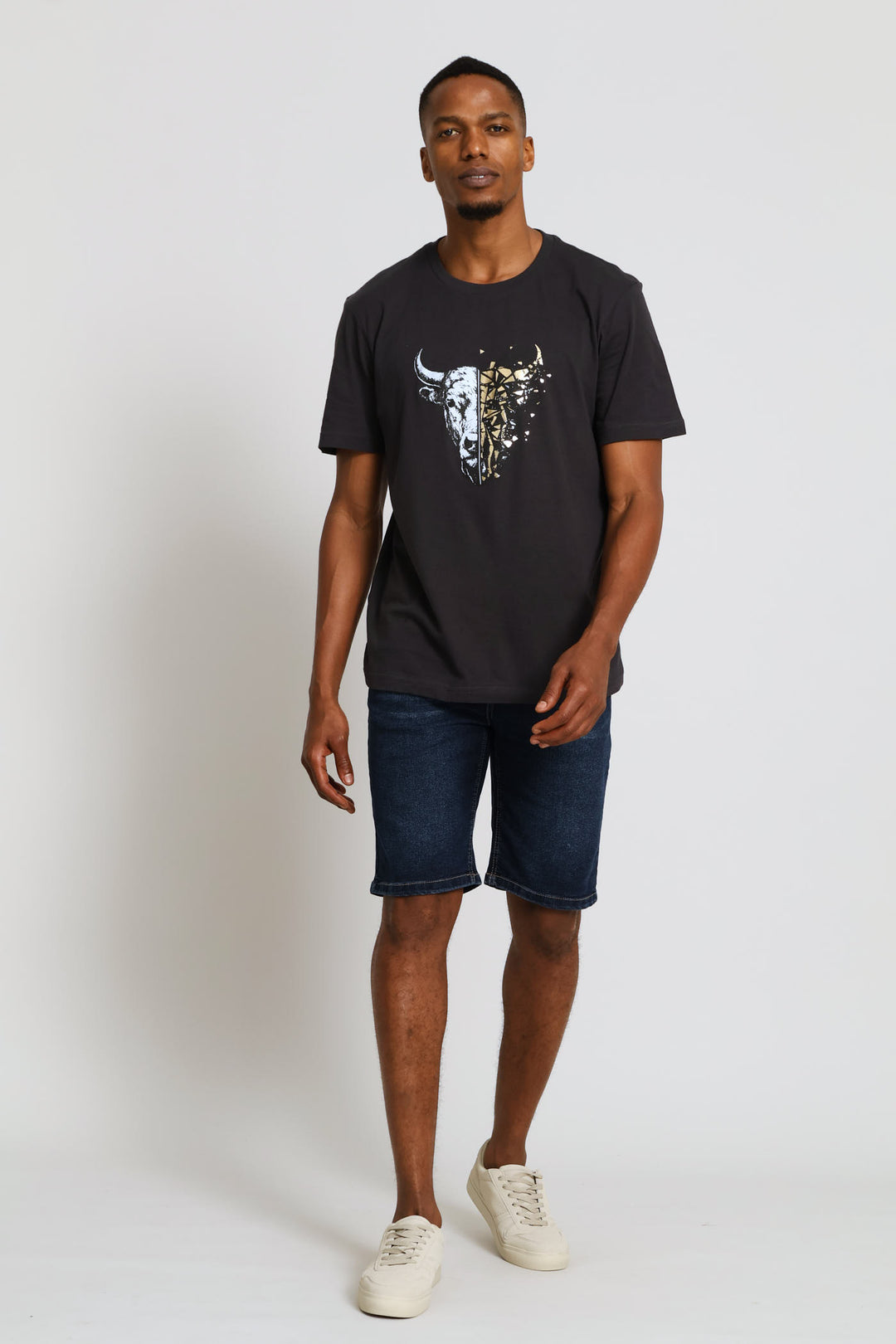 Nguni Gold Tee - Charcoal