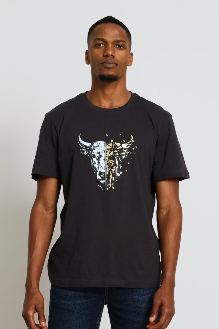 Nguni Gold Tee - Charcoal