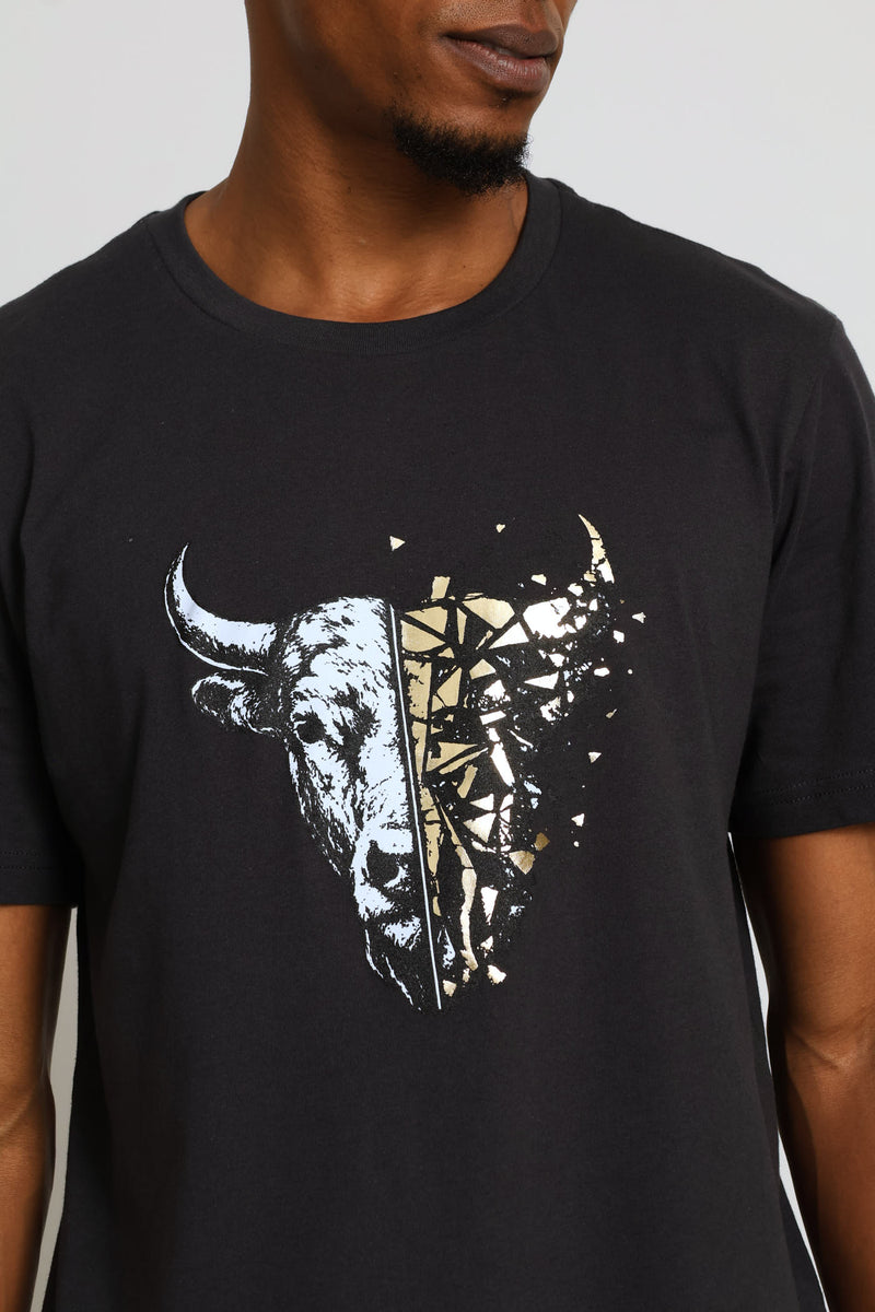 Nguni Gold Tee - Charcoal