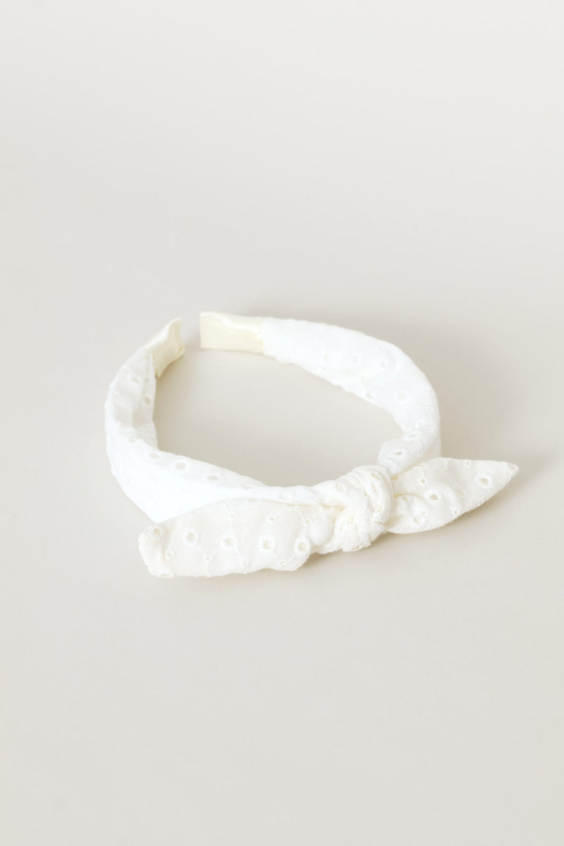 Girls Anglaise Aliceband - White