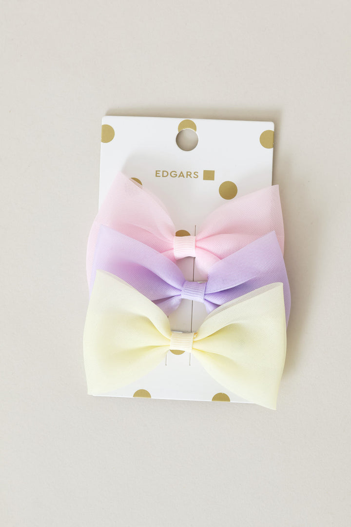 Pre-Girls 3 Piece Multi Colour Bow Clips - Multi