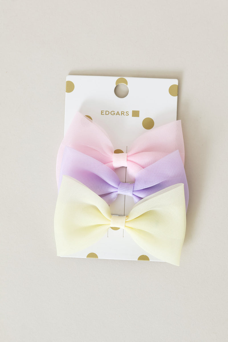 Pre-Girls 3 Piece Multi Colour Bow Clips - Multi