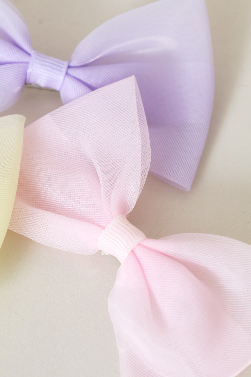 Pre-Girls 3 Piece Multi Colour Bow Clips - Multi