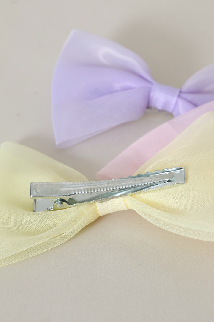 Pre-Girls 3 Piece Multi Colour Bow Clips - Multi