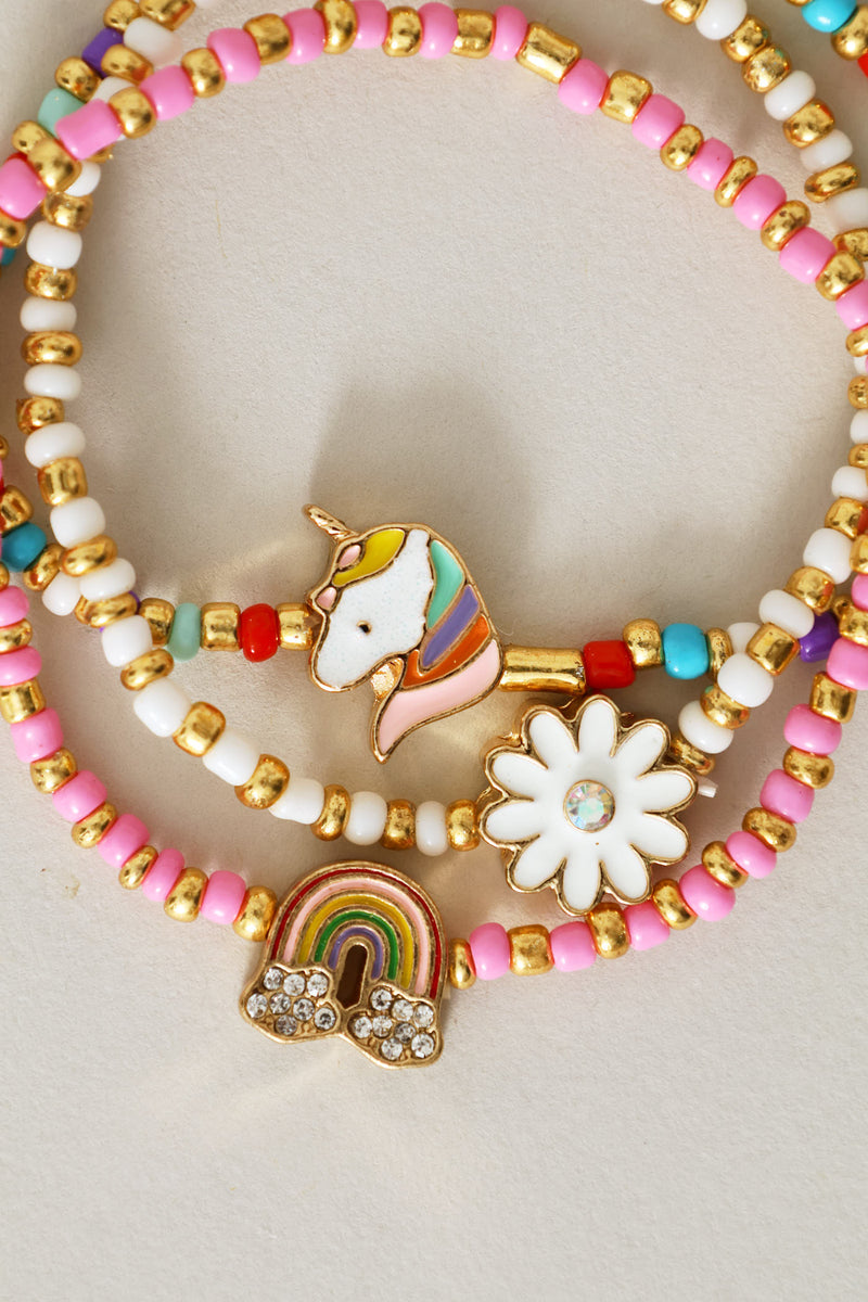 Pre-Girls Unicorn & Rainbow Ankelet Set - Multi