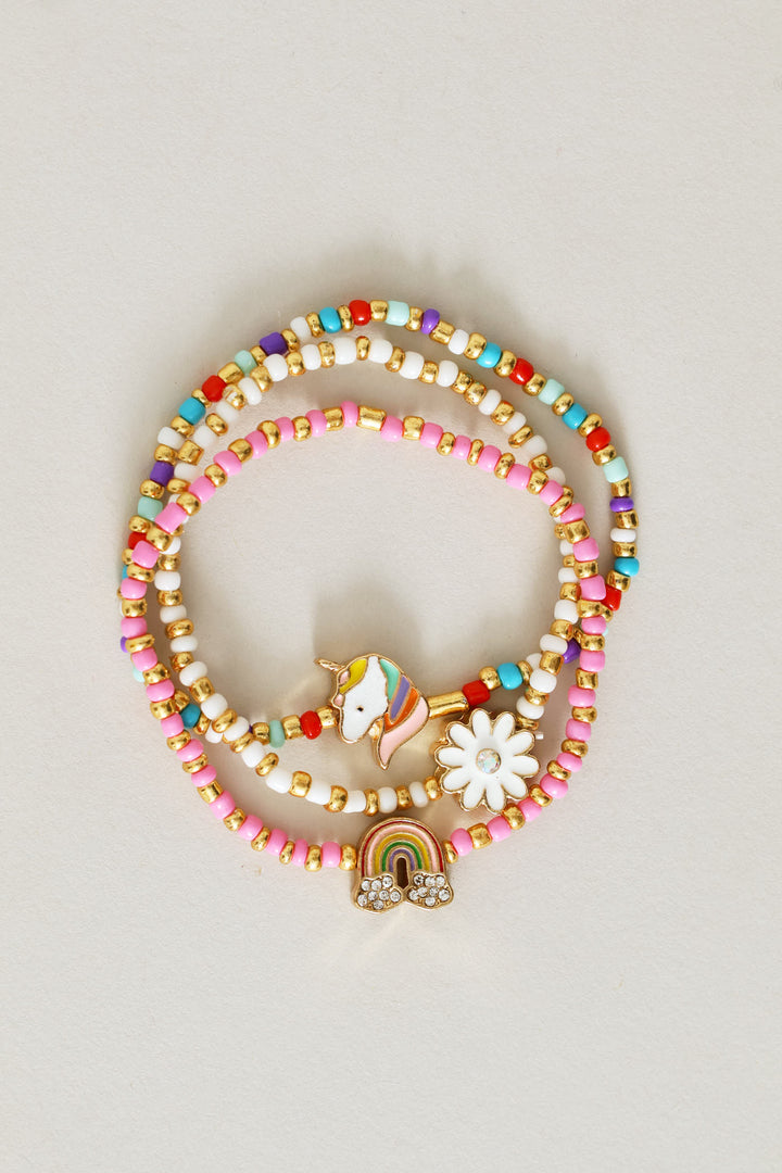 Pre-Girls Unicorn & Rainbow Ankelet Set - Multi