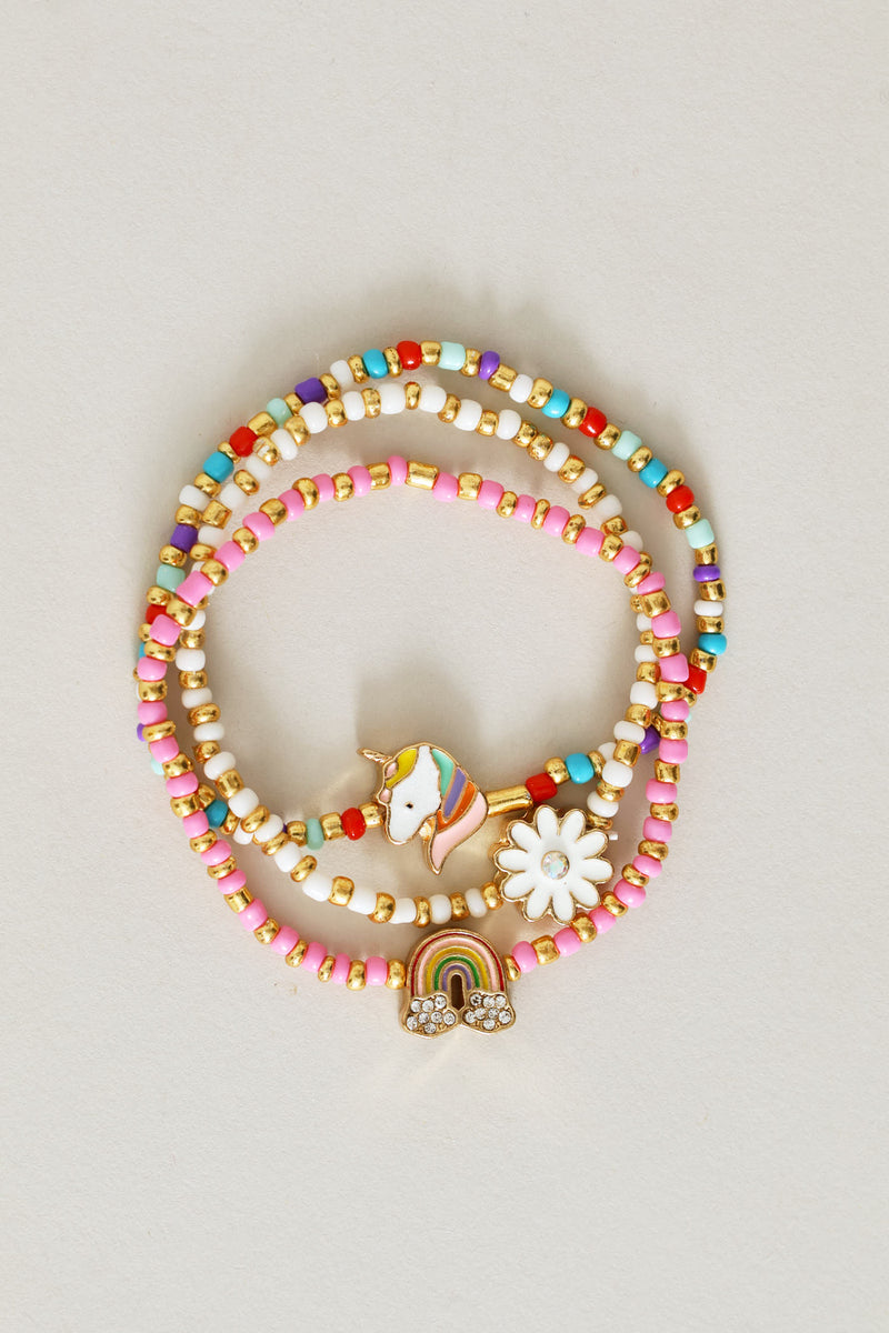 Pre-Girls Unicorn & Rainbow Ankelet Set - Multi