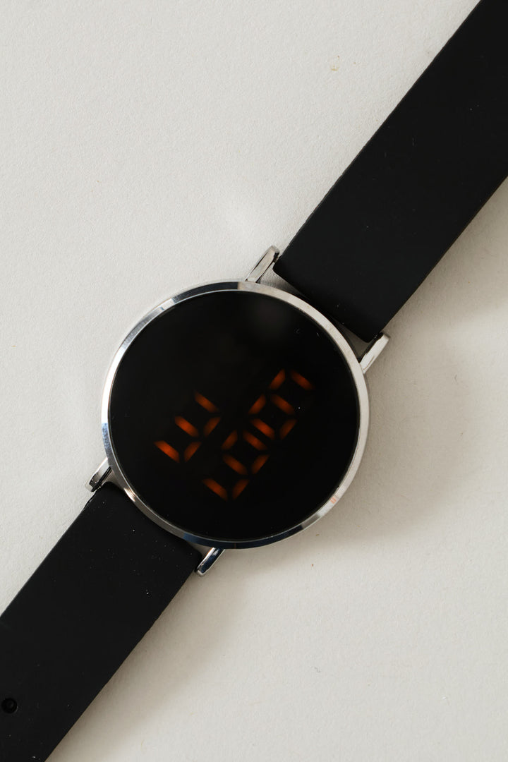 Girls Led Silicone Watch - Black
