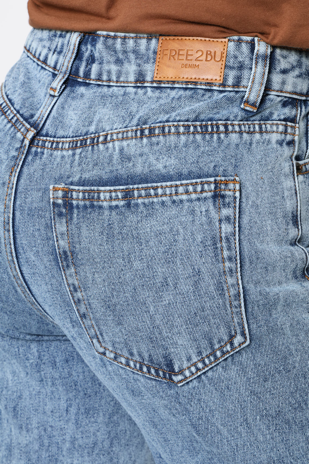 Asymmetrical Waistband Raw Hem Turn Up Denim - Salty Mid Wash