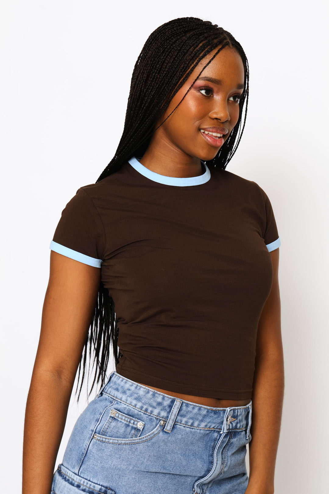 Contrast Ringer Tee - Chocolate