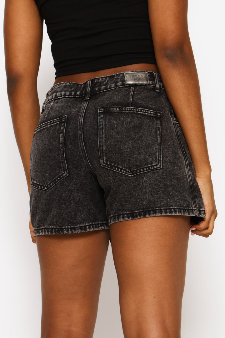 Panel Detail Denim Skort - Salty Black