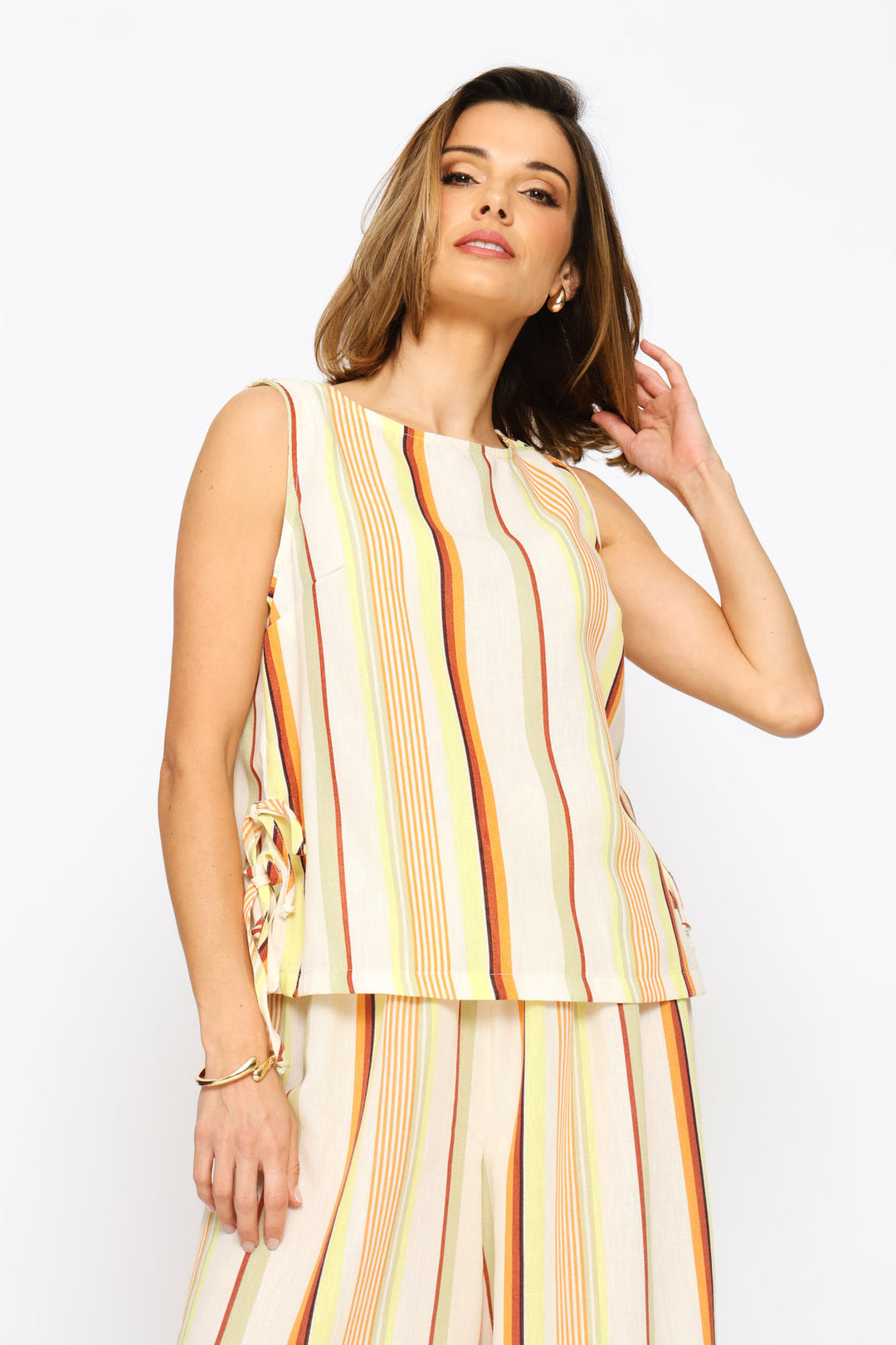 Side Ties Shell Tank - Yellow