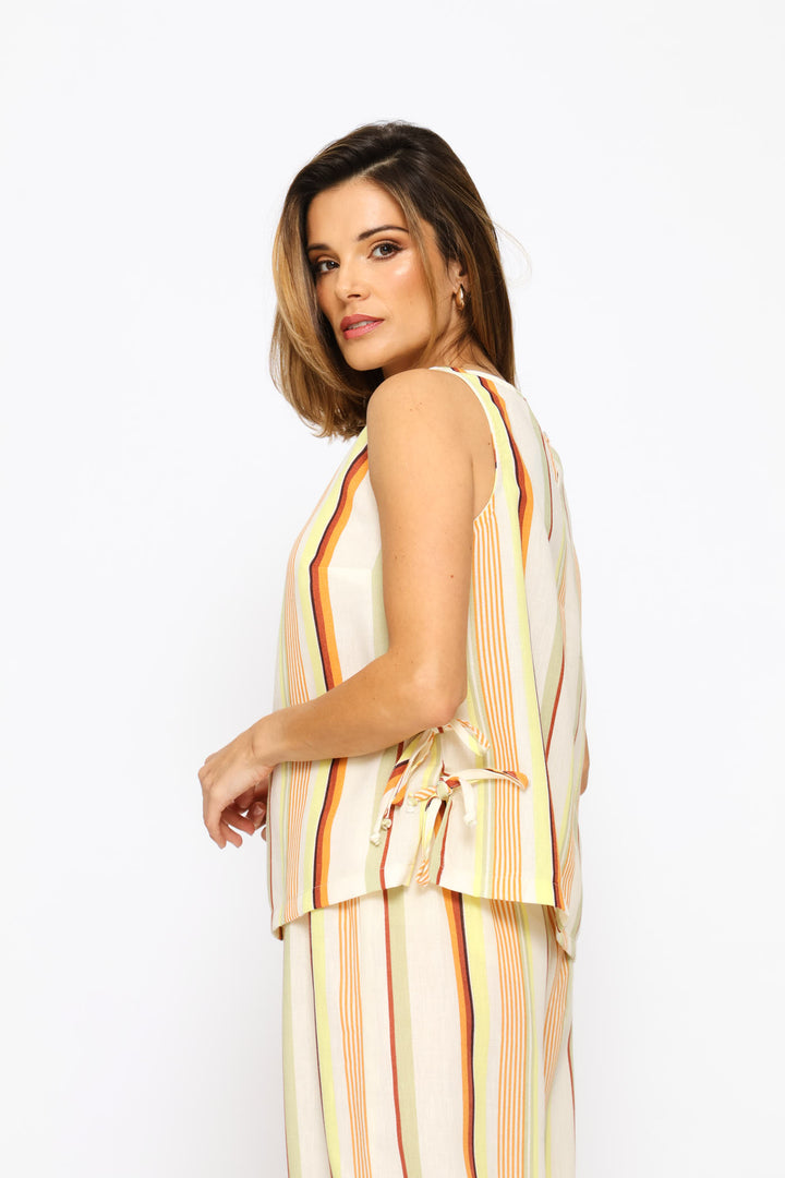 Side Ties Shell Tank - Yellow