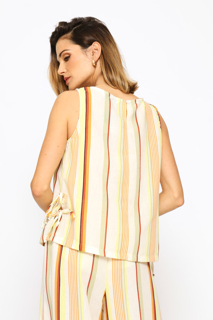 Side Ties Shell Tank - Yellow
