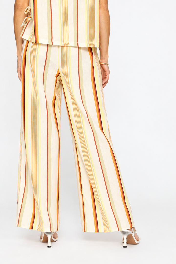 Pull-On Linen Wide Leg Pants - Light Yellow