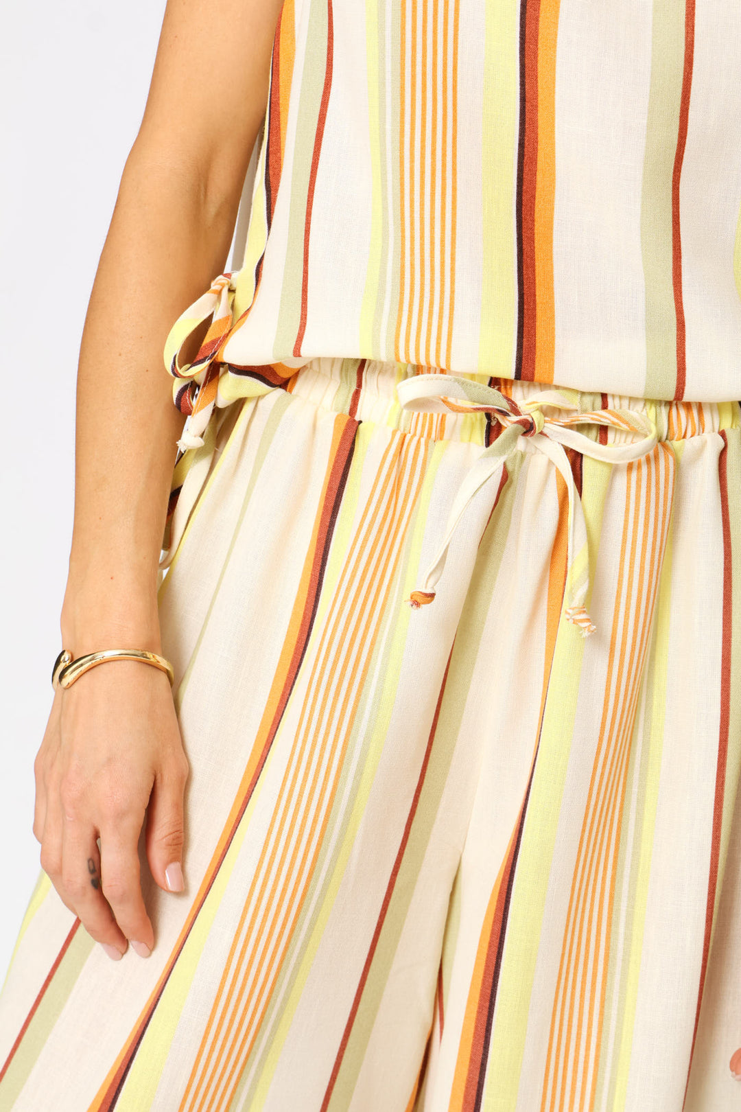 Pull-On Linen Wide Leg Pants - Light Yellow