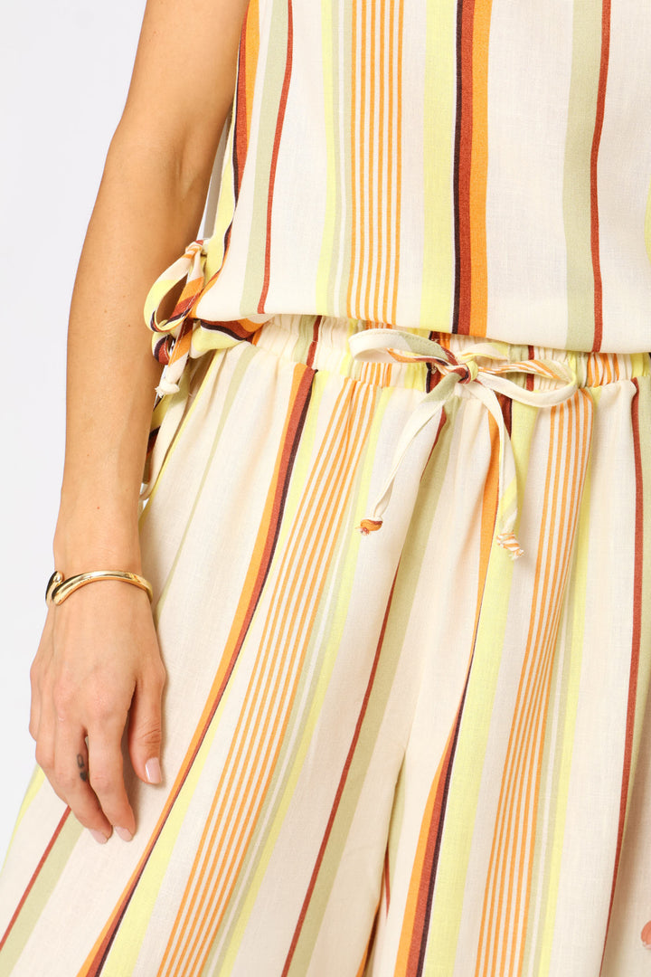 Pull-On Linen Wide Leg Pants - Light Yellow