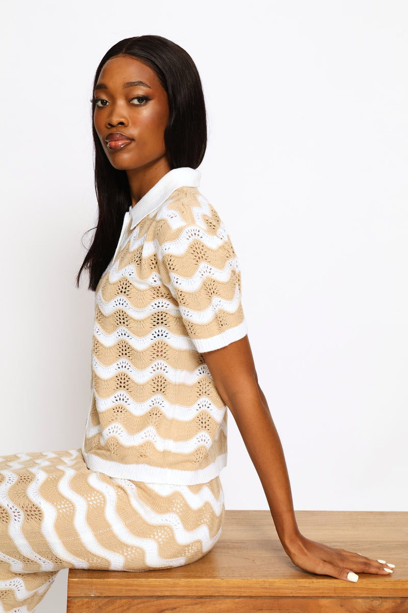 Button Through Collared Knitwear Cardigan - Multi