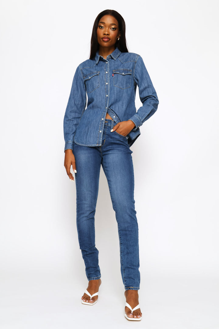 Curvy Hirise Super Skinny Denim Jean - Mid Wash