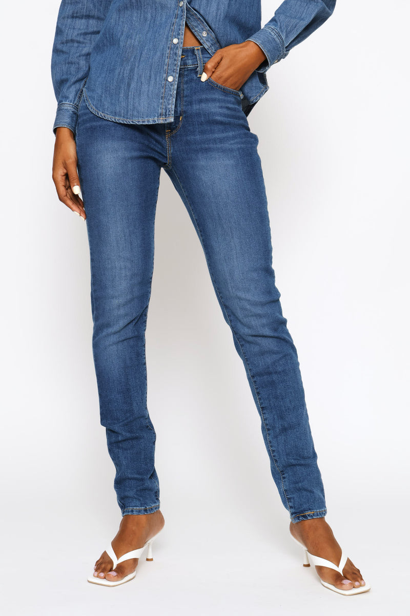 Curvy Hirise Super Skinny Denim Jean - Mid Wash