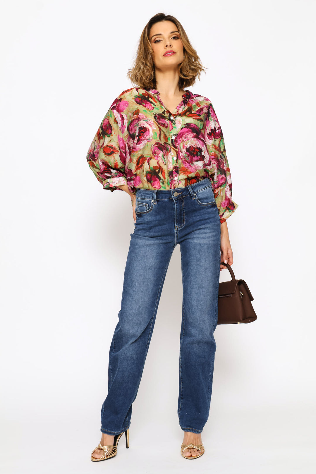Half Sleeve Floral Blouse - Floral