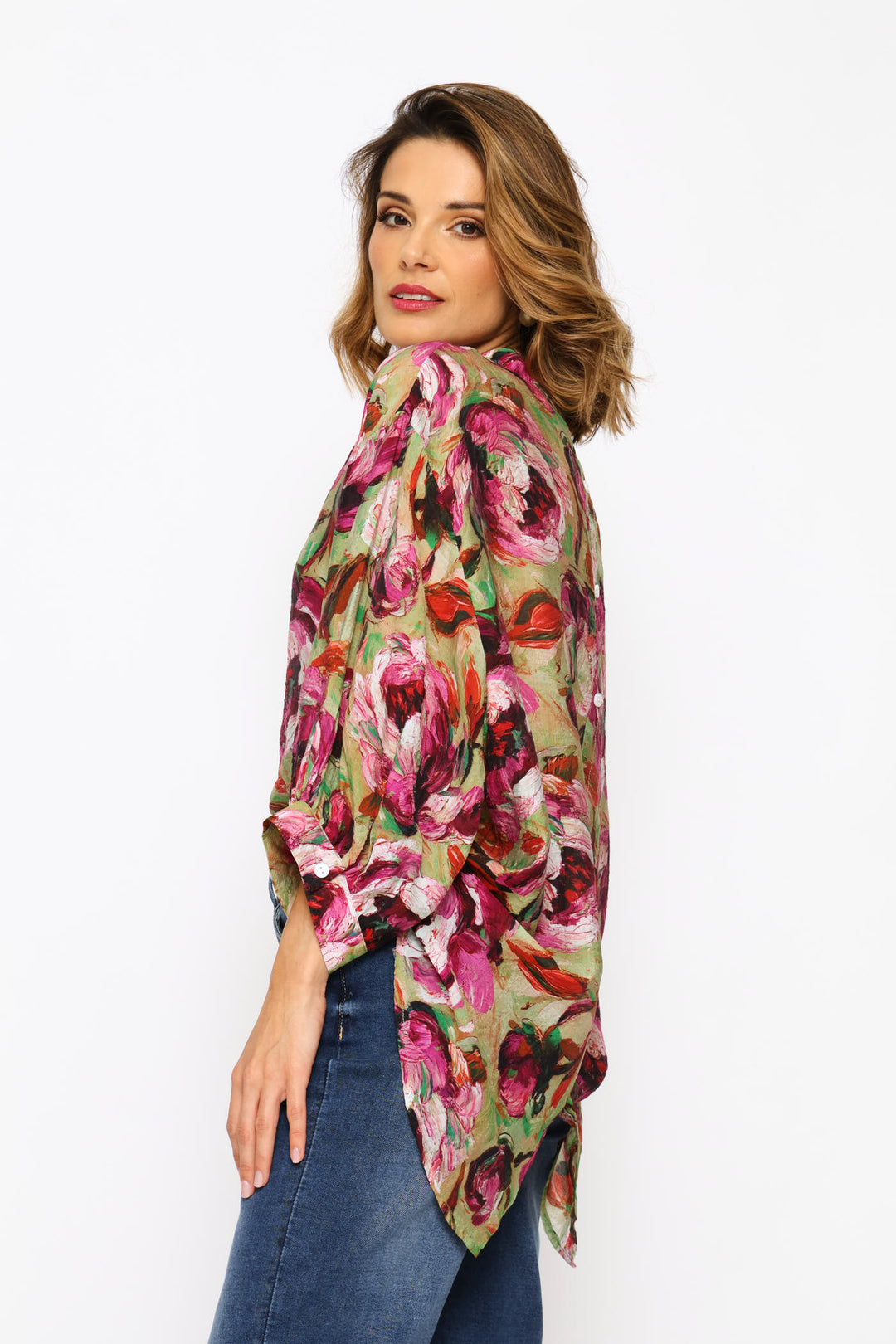 Half Sleeve Floral Blouse - Floral