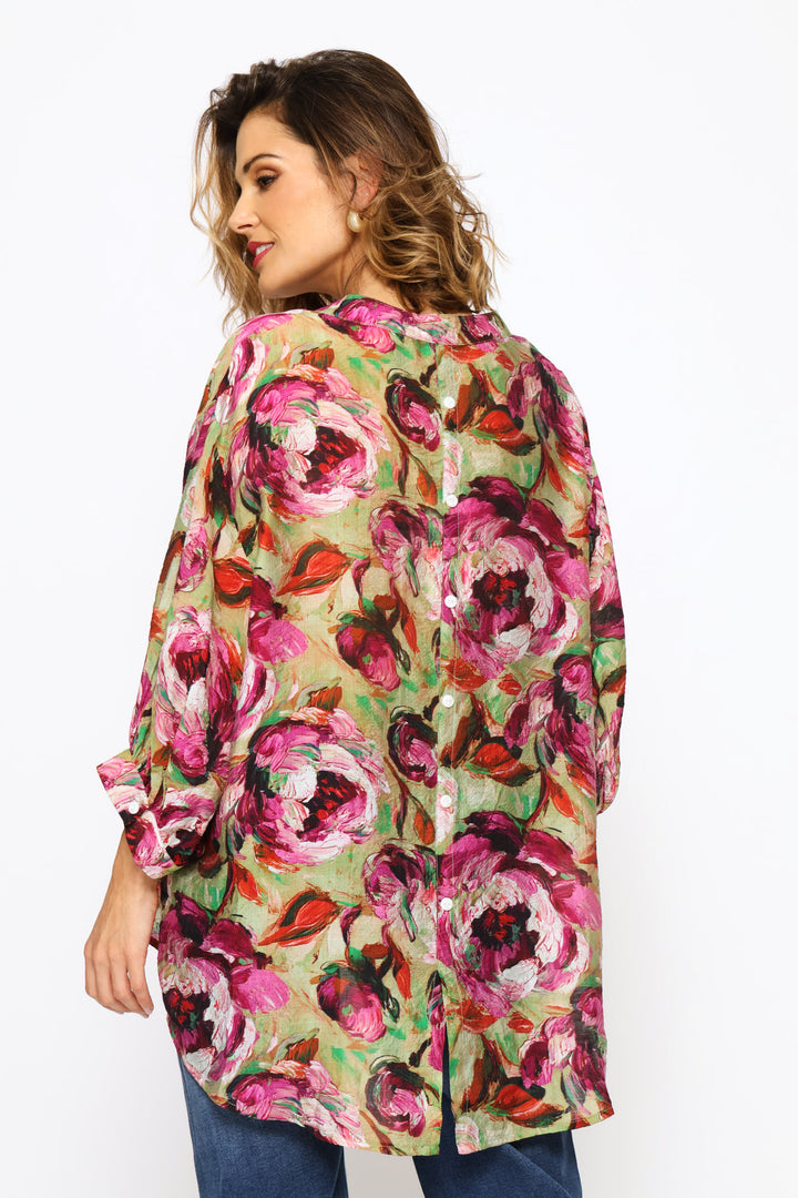 Half Sleeve Floral Blouse - Floral