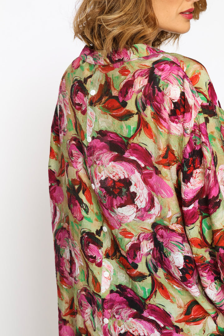 Half Sleeve Floral Blouse - Floral