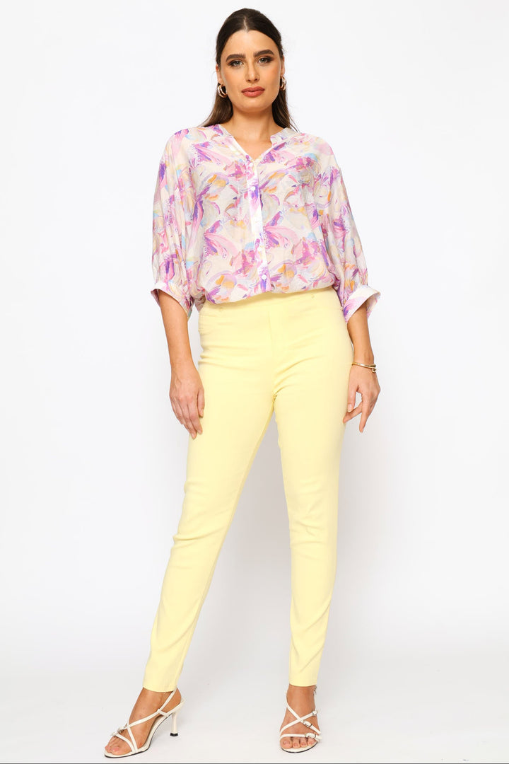 Narrow Waistband Skinny Leg Pull On Legging - Yellow