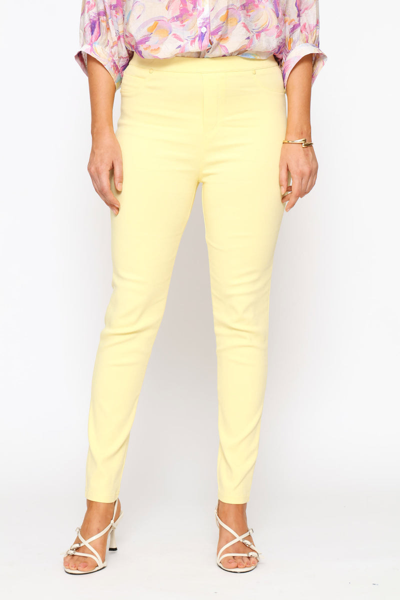 Narrow Waistband Skinny Leg Pull On Legging - Yellow