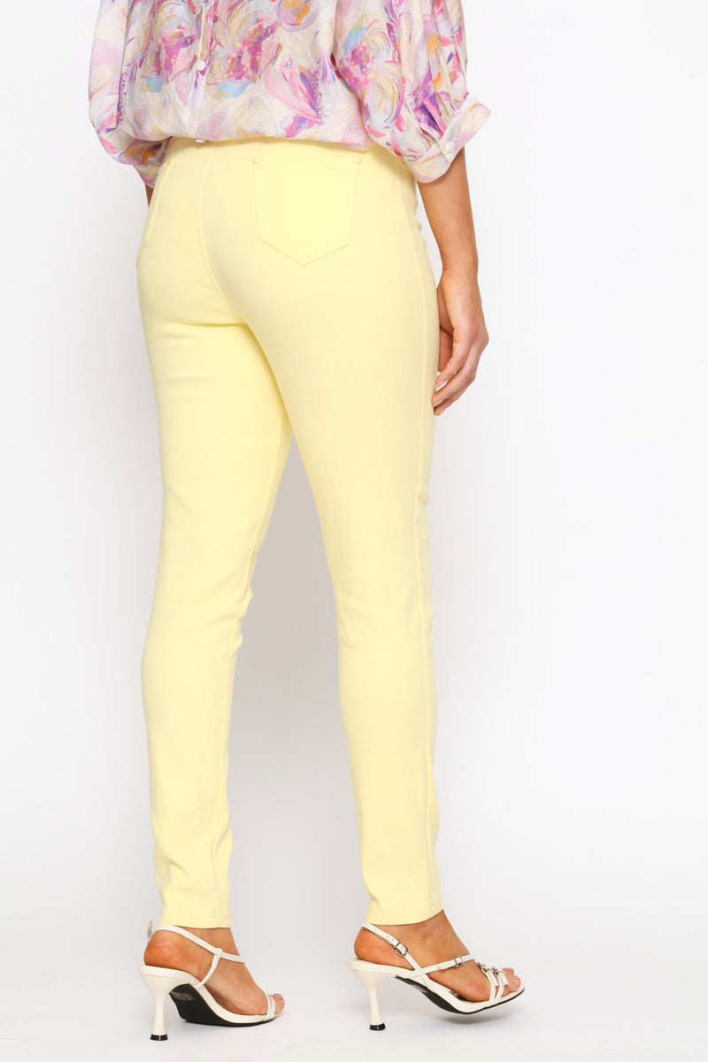 Narrow Waistband Skinny Leg Pull On Legging - Yellow