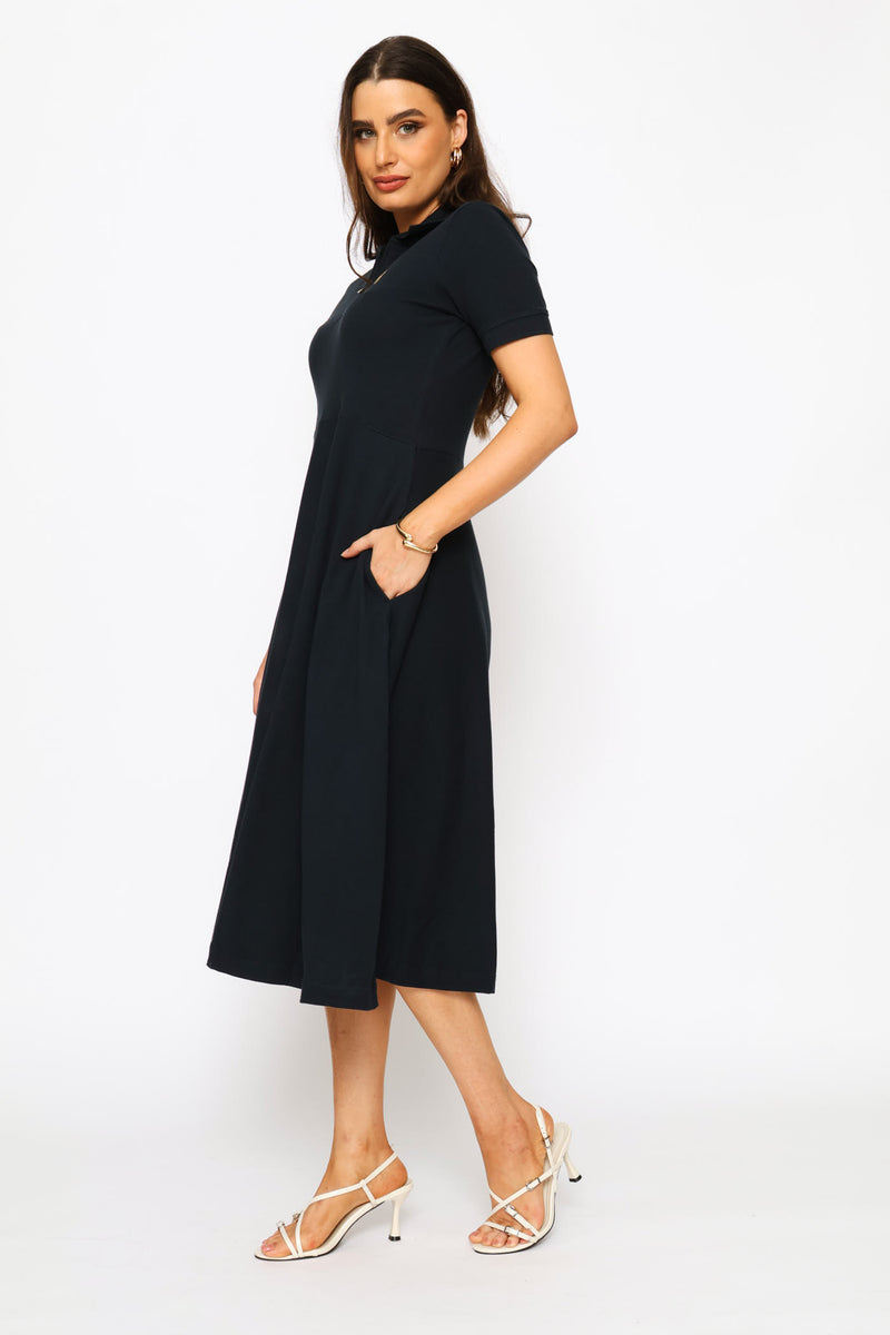 Emily Fit & Flare Golfer Dress - Navy