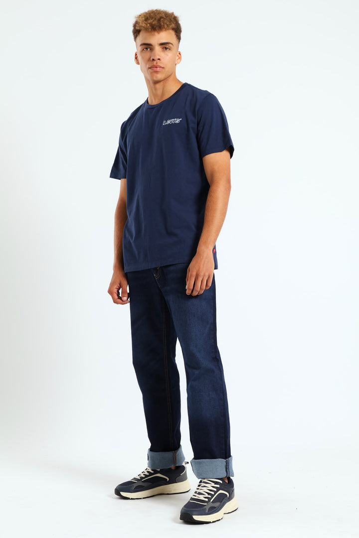 Graphic Crewneck Rope Batwing Tee - Navy