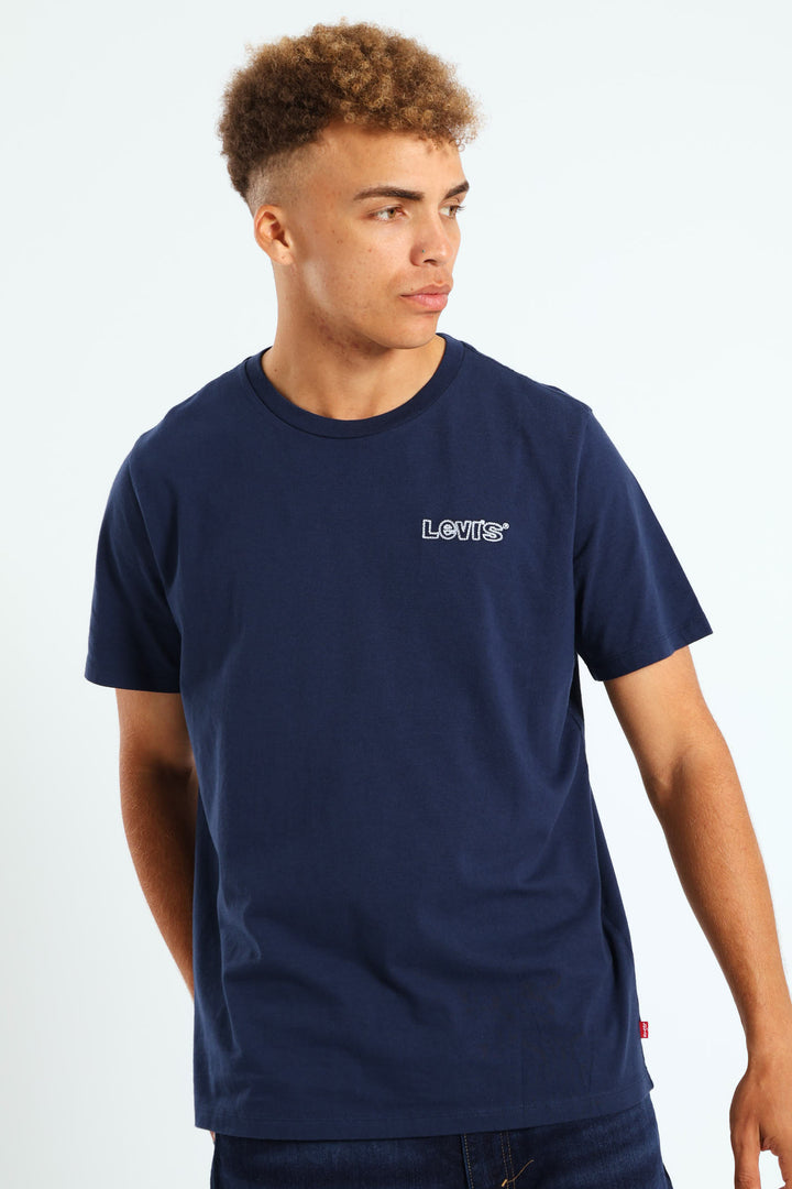 Graphic Crewneck Rope Batwing Tee - Navy