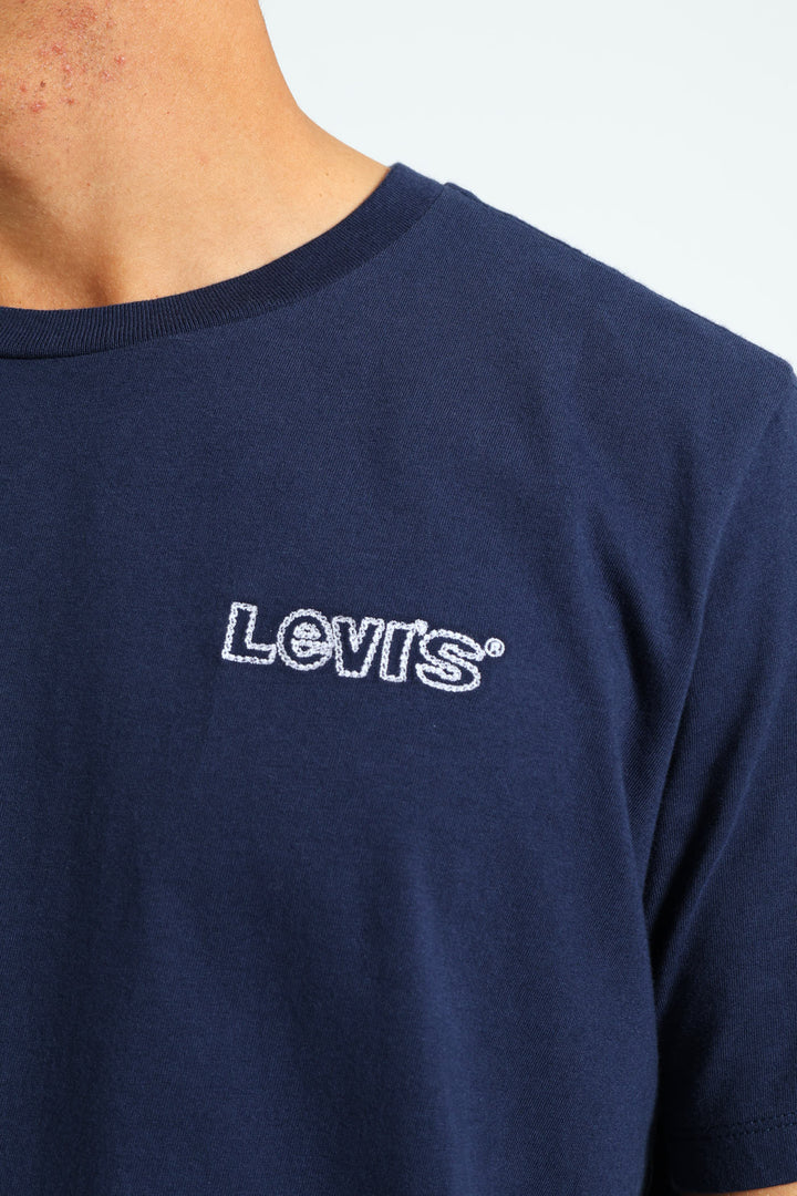Graphic Crewneck Rope Batwing Tee - Navy