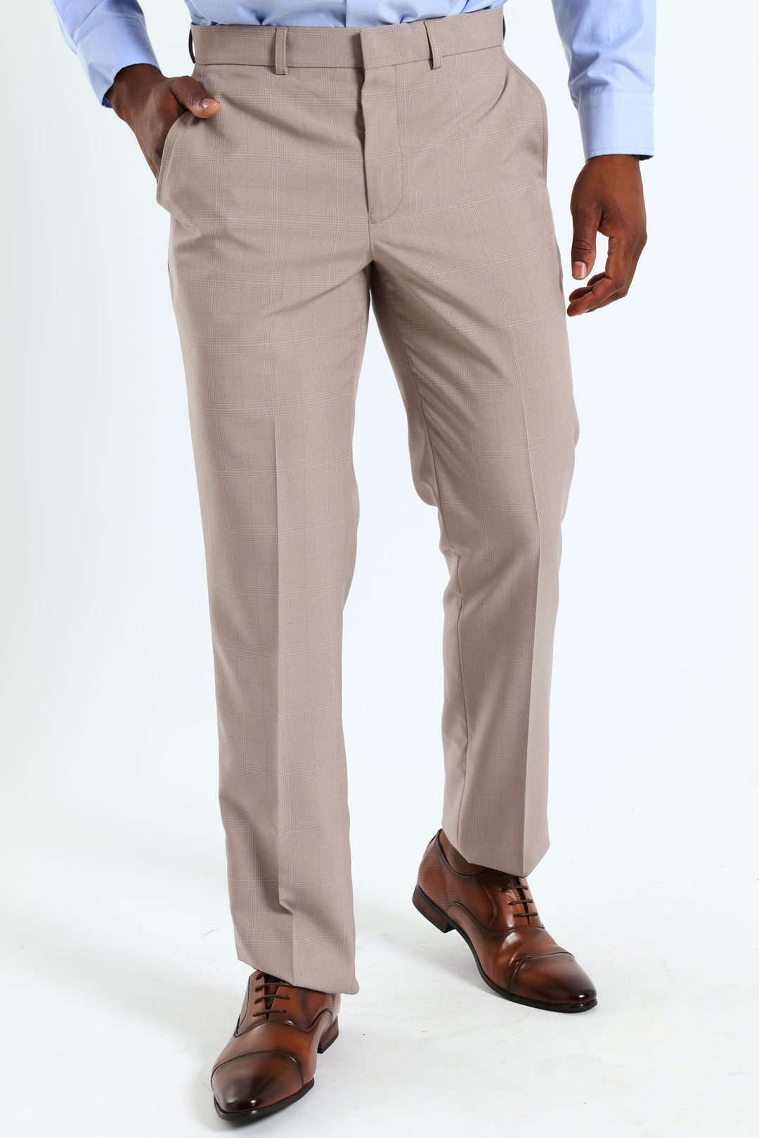 Mens Glen Check Trousers Neutral – Edgars