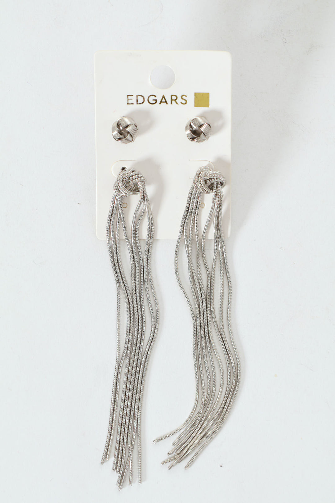 2 Pack Knot Stud & Tassel Earrings - Silver